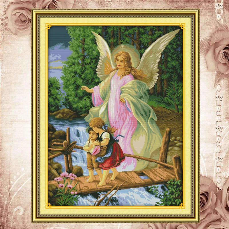 Наборы для вышивки крестиком Joy Sunday ангел конвой (1)DMC14CT11CTcottonfabric картина ресторана
