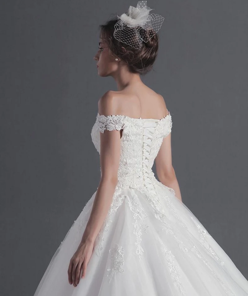 Современная роскошная свадебная одежда 2019 с открытыми плечами Бисероплетение