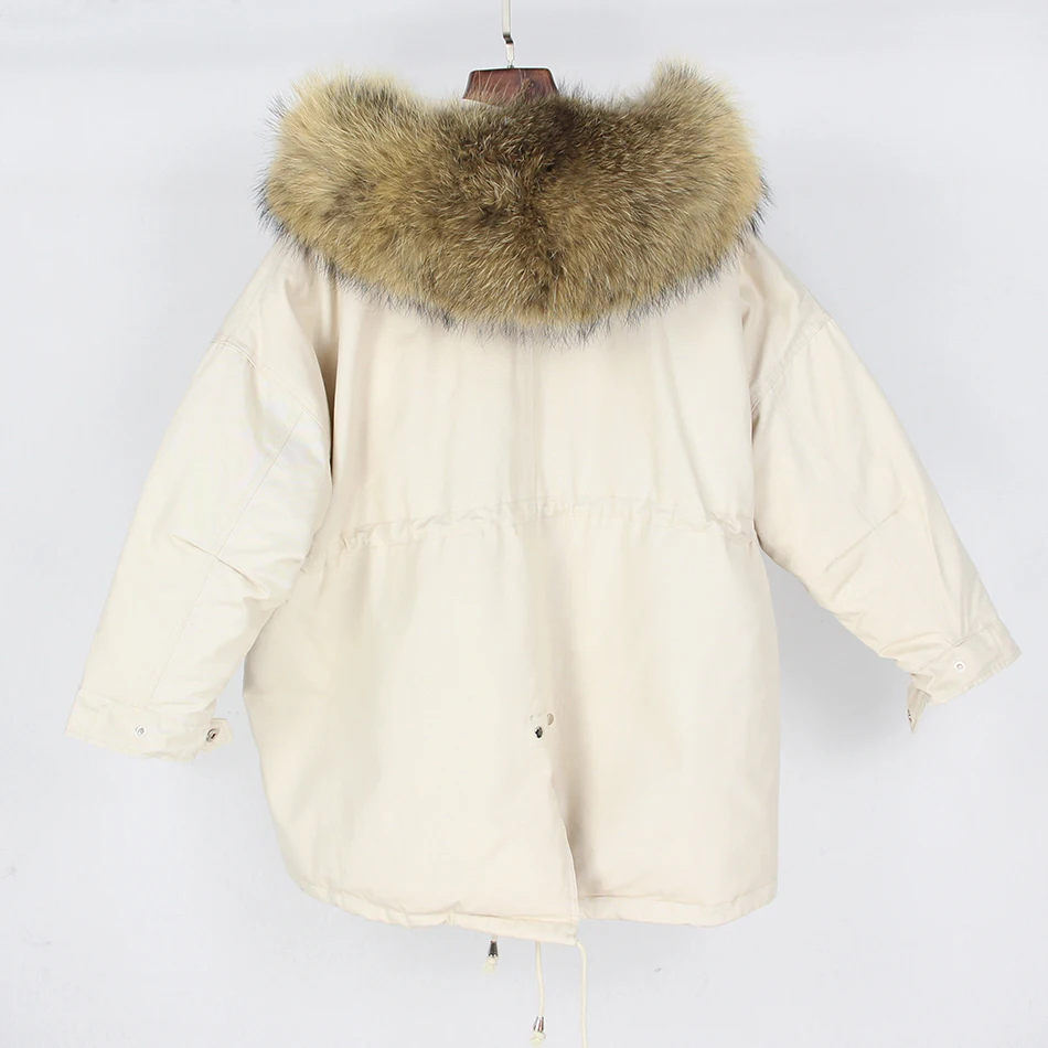 OFTBUY бренд, зимняя куртка, Женская парка, верхняя одежда, парки, натуральный мех енота, пальто, белый утиный пух, теплая плотная куртка