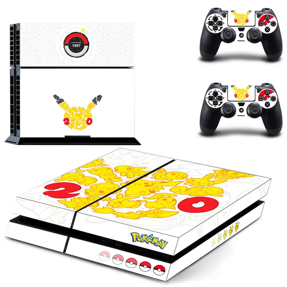 Для Pokemon GO Пикачу PS4 Кожа Наклейка виниловая для sony Playstation 4 консоль и 2 контроллера PS4 Кожа Наклейка