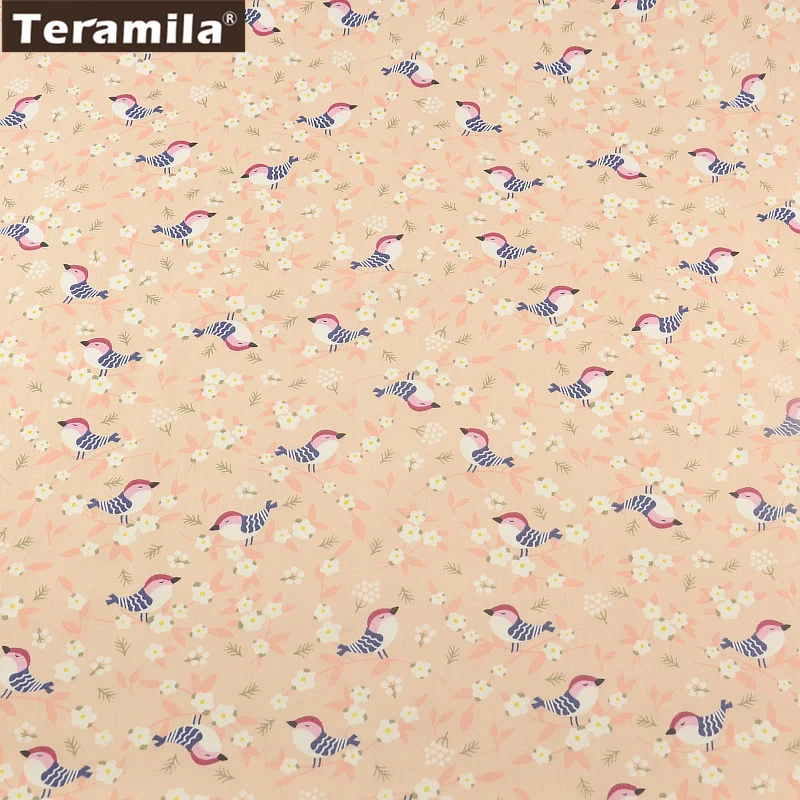 TERAMILA 100% Cotton twill fabric Clothing Patchwork DIY bedding Beige Bird Style Home Textile Quilting scrapbooking Tissue|cotton twill|cotton
