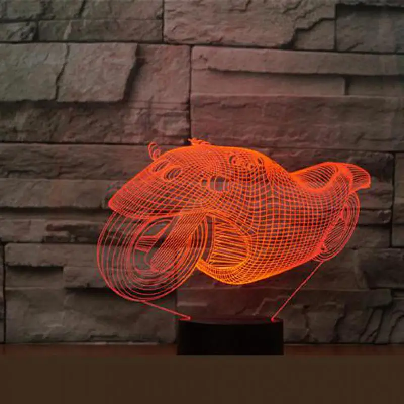 Новые мотоциклы 3d Дистанционное управление освещением настольные лампы Новинка Luminaria Usb Led детская настольная лампа 7 цветов изменить ночник