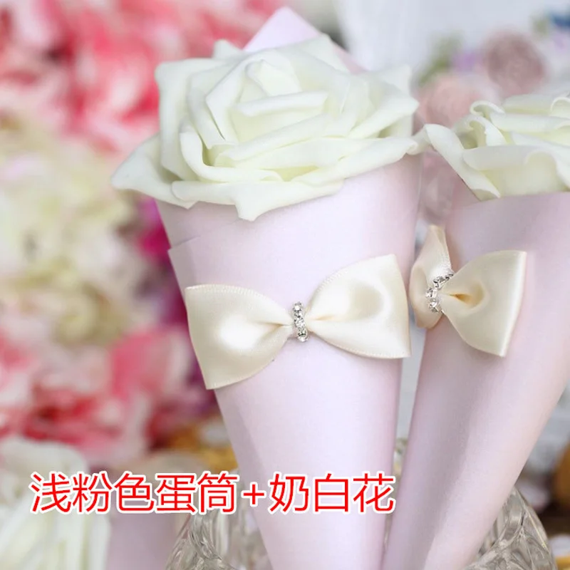 M20 Light Pink 20 шт./лот, романтическая коробка для конфет с мороженым, тюбик для яиц, розовая коробка для конфет, Подарочная коробка с цветком и бантом, шикарная модная свадебная Декорация - Цвет: M20 Light Pink