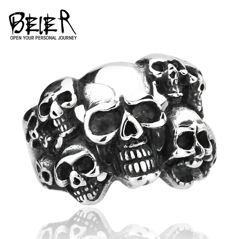 Cheap Men's Punk Biker 316L Stainless Steel Unique Design Skull Ring Jewelry BR8-041 US Size