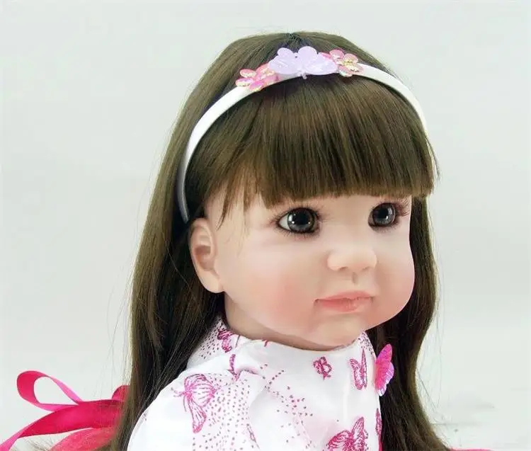 Реалистичная кукла-младенец с длинными волосами 23 дюйма тканевым телом