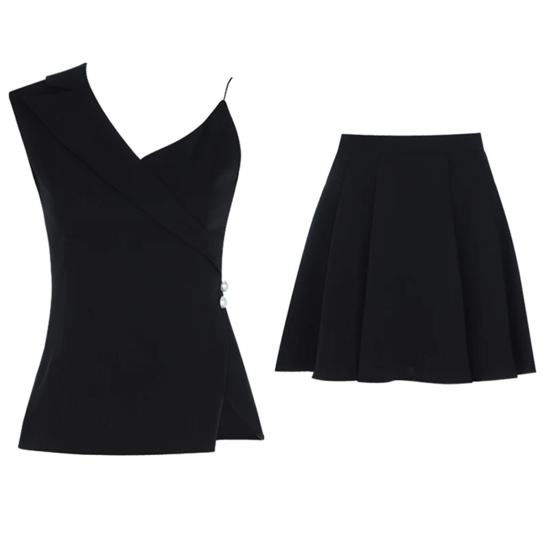 Женский Асимметричный комплект из двух предметов Max Spri облегающая мини-юбка без