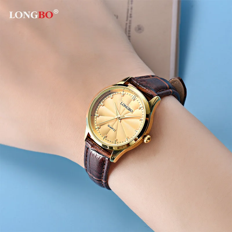 Reloj Mujer Longbo женские часы Женские Простые кварцевые кожаный ремешок