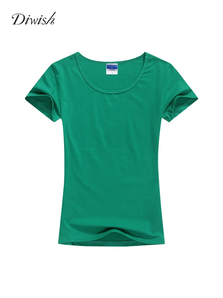 Женская футболка с круглым вырезом Diwish повседневная однотонная хлопковая