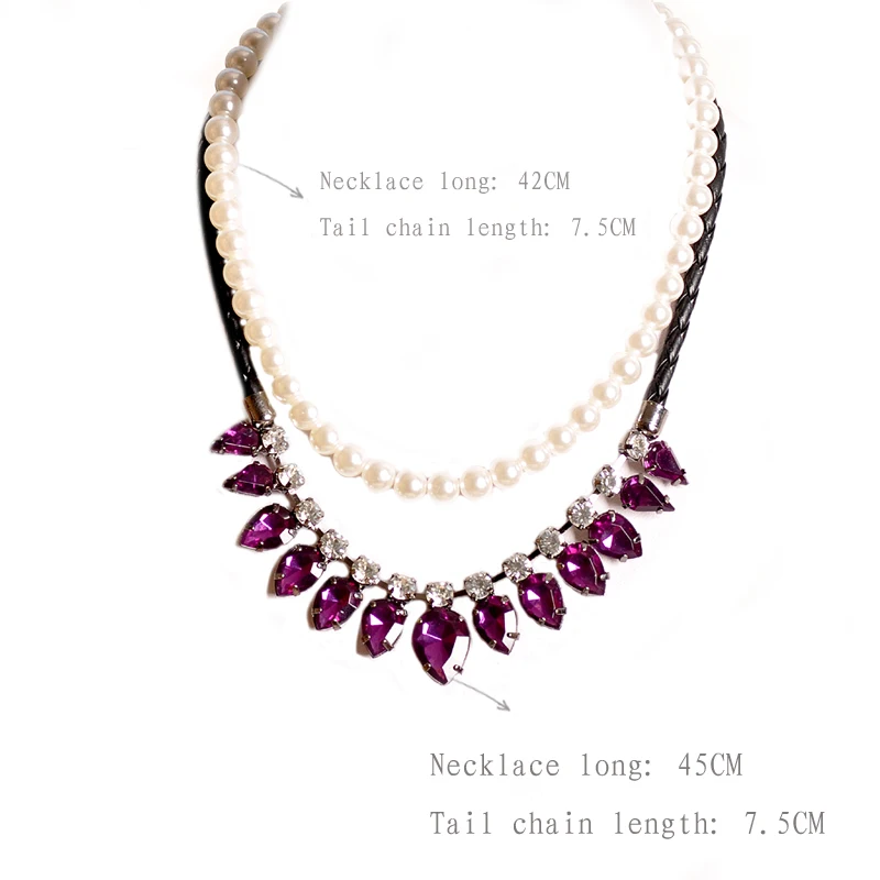 Hot new fashion flowery women's birthday party black chain tassel purple green pink necklace gift free shipping | Украшения и