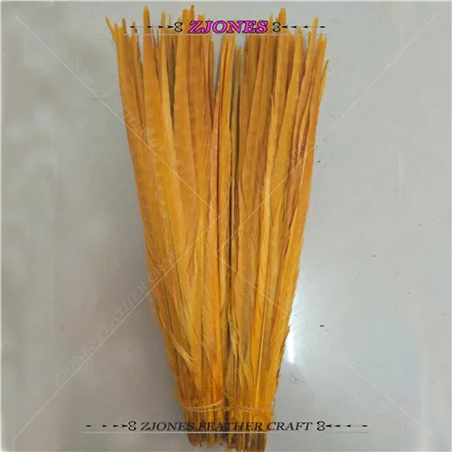 gold yellow Новое поступление 200 шт 45-50 см отбеленный краситель натуральные перья фазана кольцо перо Плюм для карнавала вечерние Samba шоу - Цвет: gold yellow