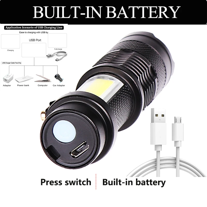 4200LM Mini USB перезаряжаемый портативный высокий люмен Тактический Q5 + COB