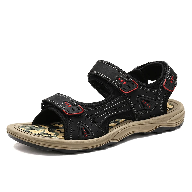 

Genuine Leather Outdoor Sandals for Men Lightweight Anti-slippery Summer Beach Sandals Men Breathable Sport Sandals