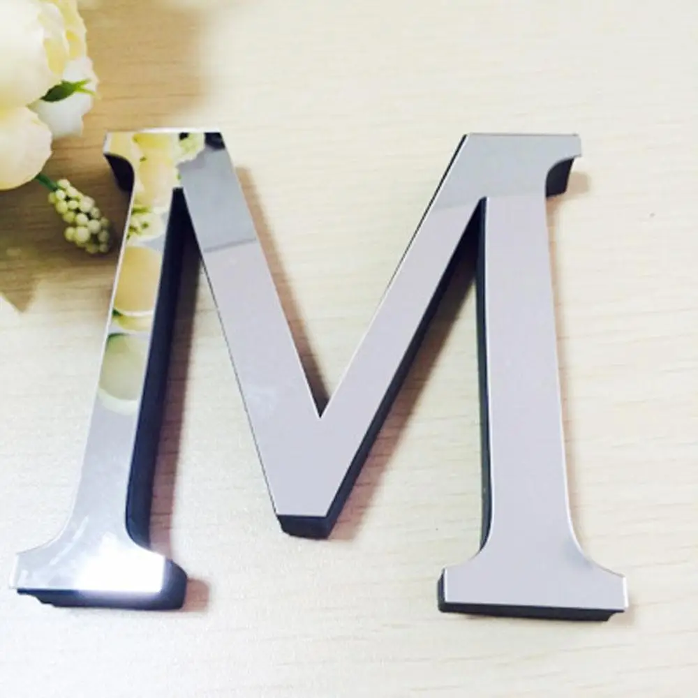 M Серебряные 26 букв DIY 3D зеркальные акриловые настенные наклейки домашний декор настенные художественные настенные наклейки s художественные наклейки Золотое серебро F1 - Цвет: M