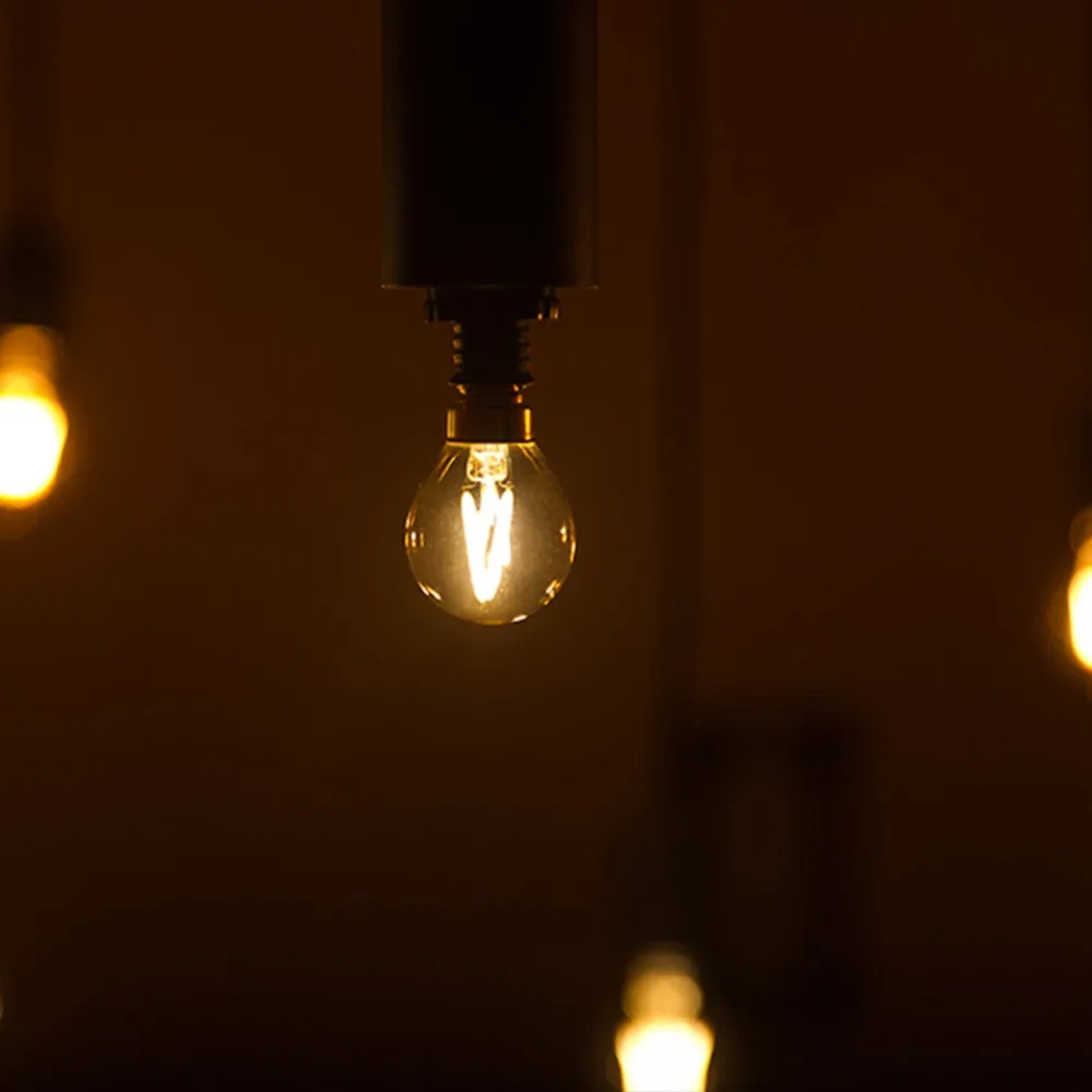 Золотой оттенок G40 мини-Глобус лампа 1 Вт 2200 K Edison старинная светодиодная нить лампочки E27 E12 220 V E26 110VAC Строка Светодиодный свет с регулируемой яркостью