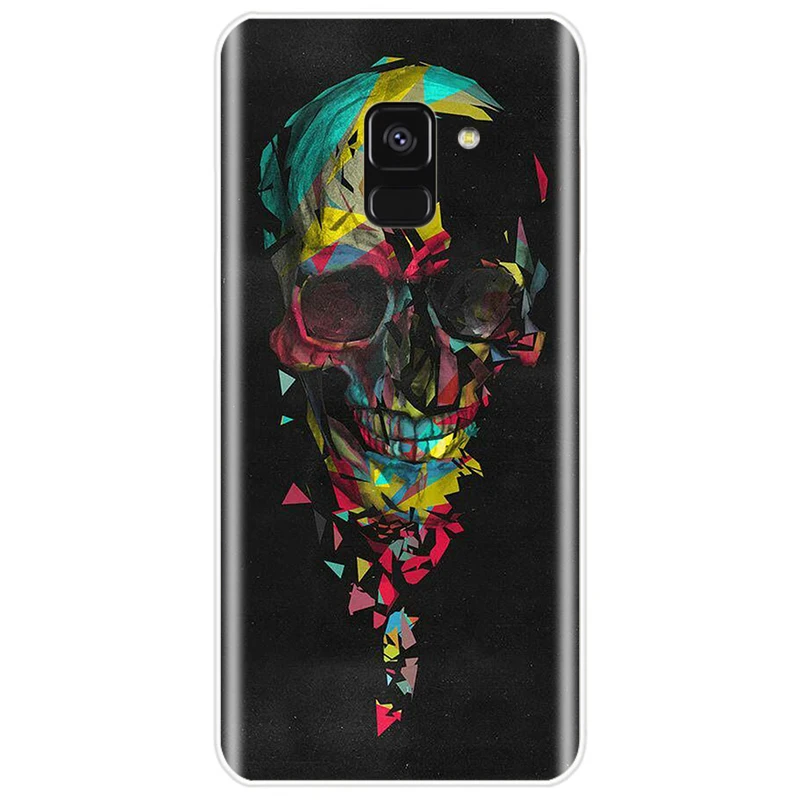Retro Style Flower Skull Soft Silicone Phone Case For Samsung Galaxy A5 A7 A8 2015 A3 2016 2017 A9 2018 | Мобильные телефоны и