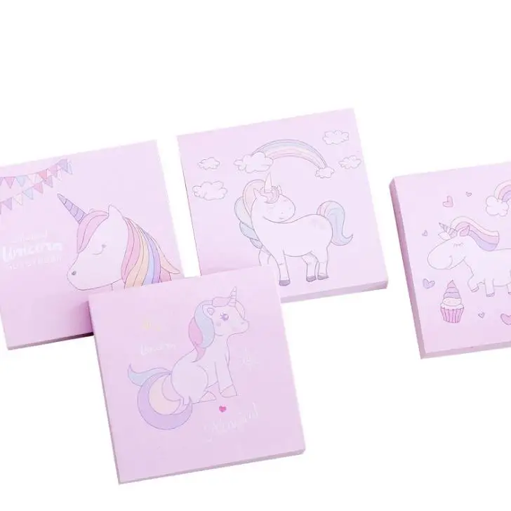 1 шт. Kawaii Радужный Единорог квадратные бумажные блокноты для записей клейкие