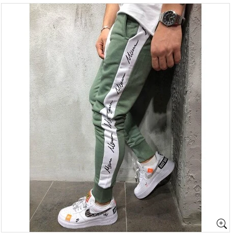 Light green Мужские Длинные повседневные спортивные штаны, облегающие брюки для спортзала, беговые джоггеры, спортивные штаны, зеленые желтые бордовые узкие брюки - Цвет: Light green