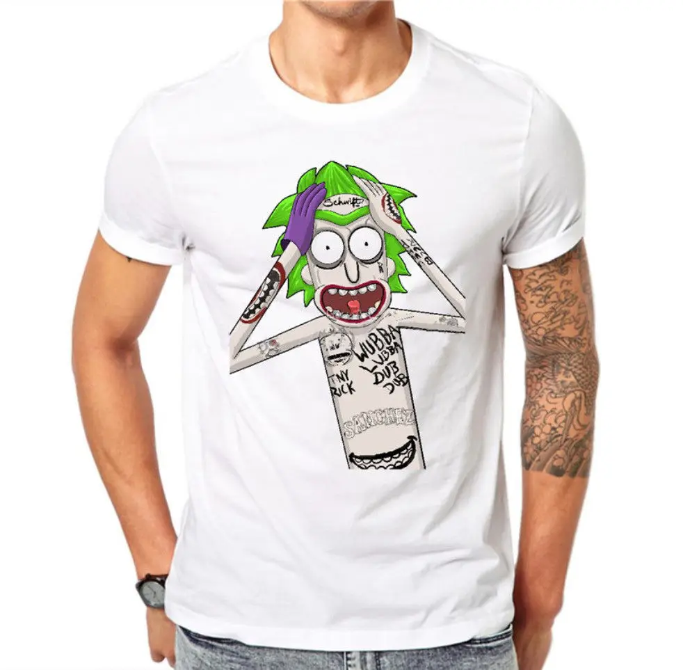 Футболка Рик и Морти Джокер тату Wubba Lubba Dub Мужская футболка Бесплатная доставка