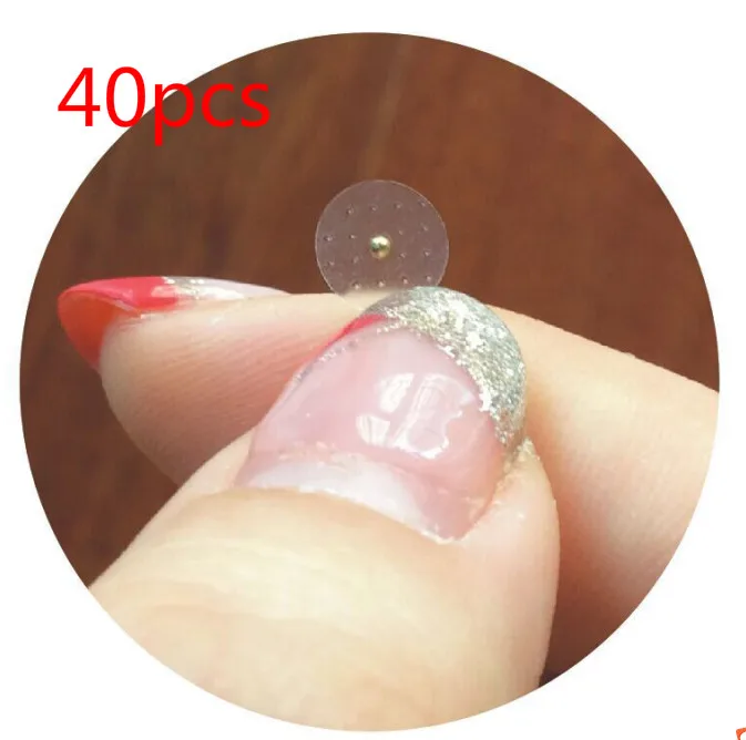as shown 40 pcs Магнитные частицы/5 цветов Кристалл уха патч прозрачная лента анти-аллергическая Магнитная терапия уха давления паста инструмент для аурикулотерапии - Цвет: as shown 40 pcs