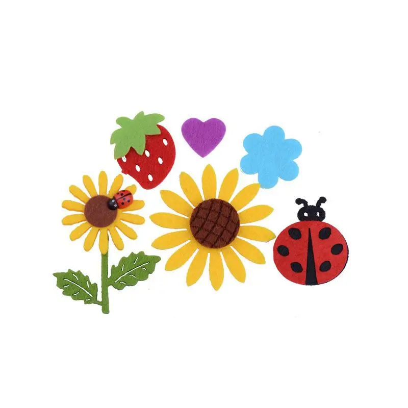 Смешанные DIY войлочные разноцветные подсолнухи Сердце цветок клубника Божья