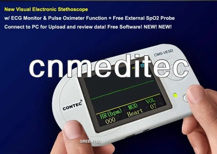 SPO2 зонд+ Программное обеспечение CONTEC многофункциональный стетоскоп с визуальным индикатором+ частота пульса, CMS-VESD медицинское оборудование Fonendoscopio