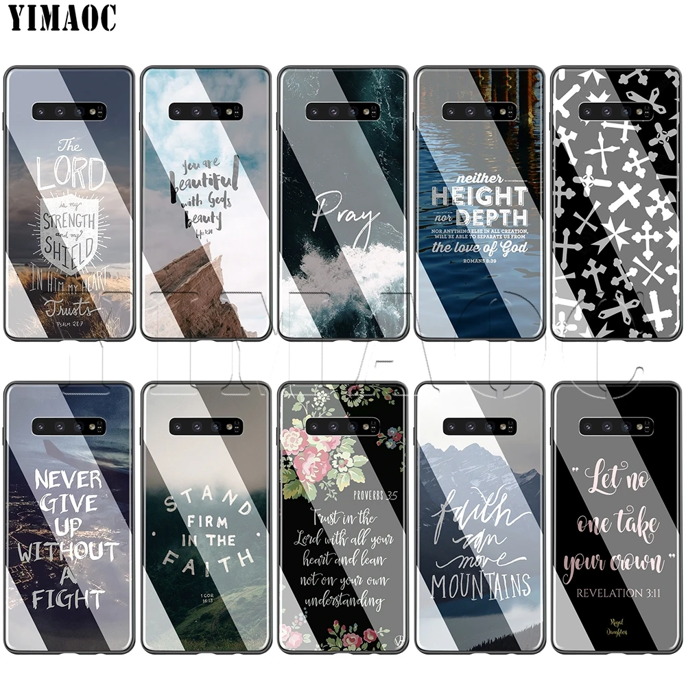 Чехол YIMAOC с текстом Библии Иисусом Христа из христианского стекла для Samsung Galaxy S7 S8