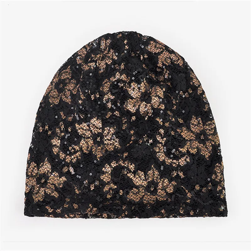 НОВАЯ тонкая женская кружевная шляпа тюрбан летняя дышащая Кепка с блестками
