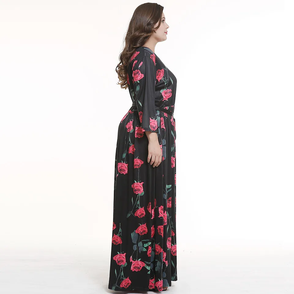 2018 summer new explosion models high waist women's printing round neck slimming nine points sleeves XL big pendulum | Женская