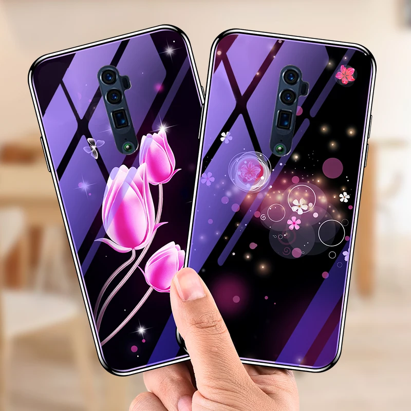Для OPPO Reno/Reno 10x zoom Обложка кожаный чехол с покрытием из закаленного стекла Blue Ray