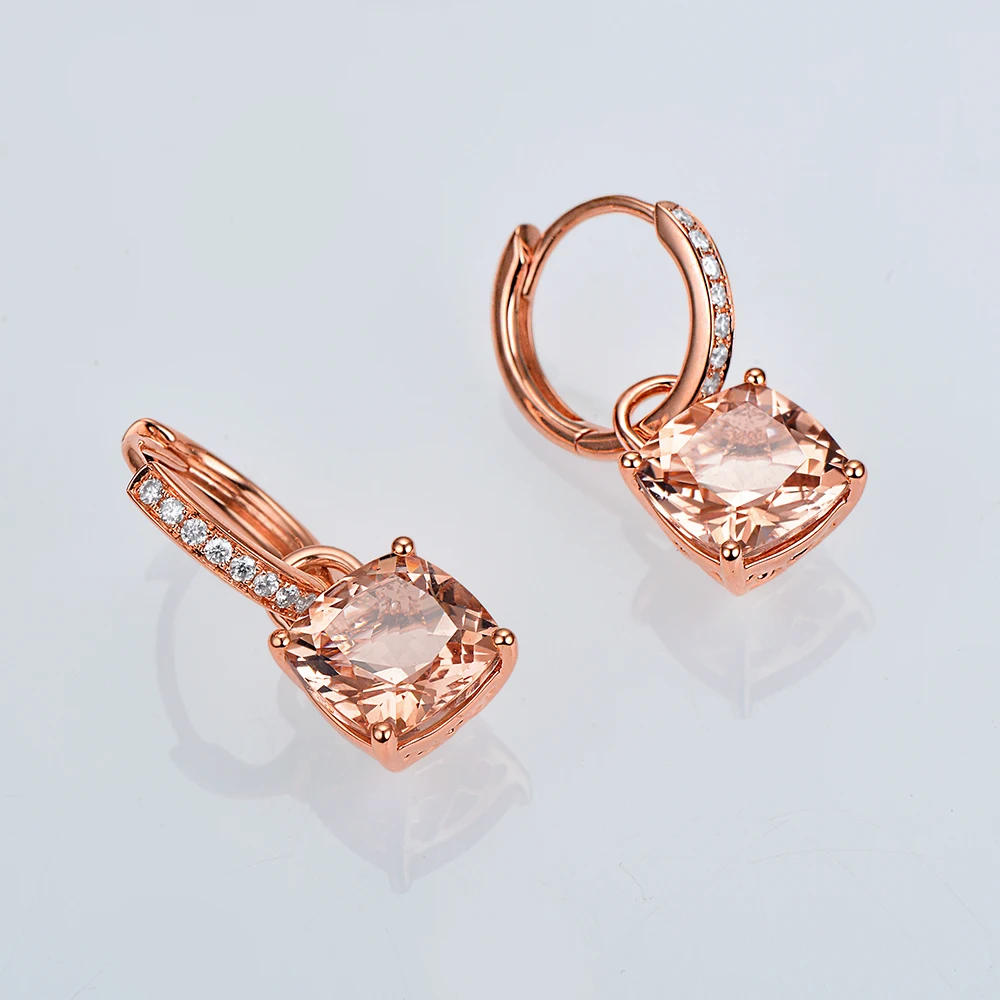 Бесплатная доставка 4.31ctw морганит Diamond Drop Длинные висячие серьги реального 18kt