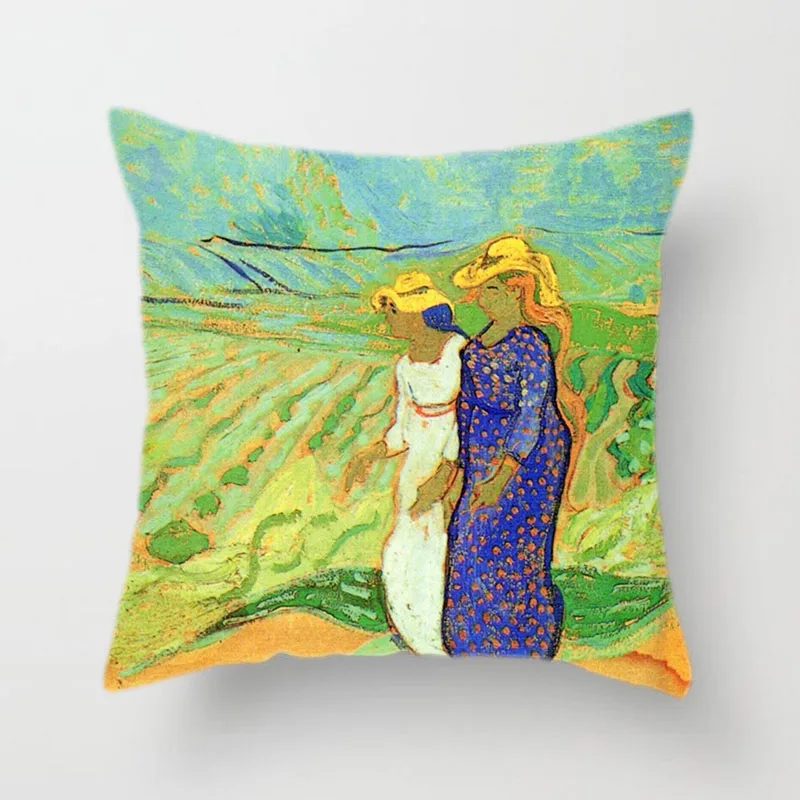 Van Gogh3 Ретро льняная/персиковая кожаная наволочка для подушки самостоятельно разработанная Ван Гог Картина маслом голова серия подушка для гостиной чехол - Цвет: Van Gogh3