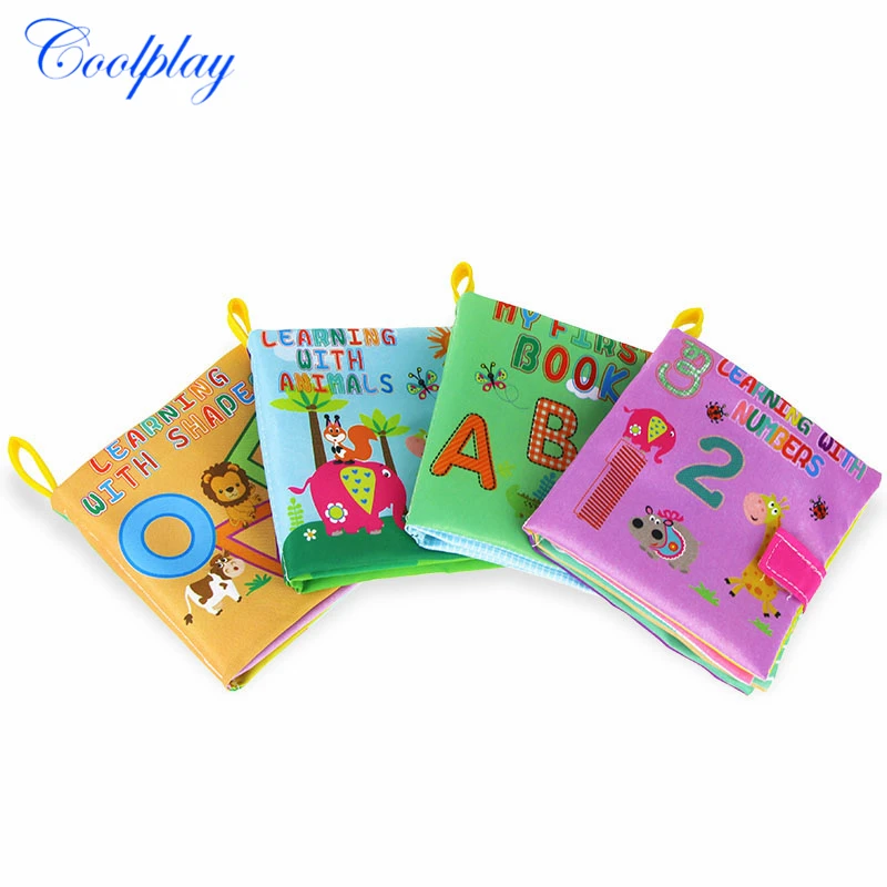 Coolplay мягкие тканевые обучающие книги детские животные формы цифры познавательные тихие Книги Игрушки для детей Младенцы 0-12 месяцев книги