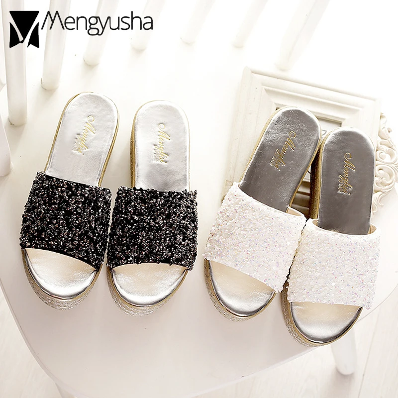 Сандалии женские на платформе босоножки толстой подошве с кристаллами высокий