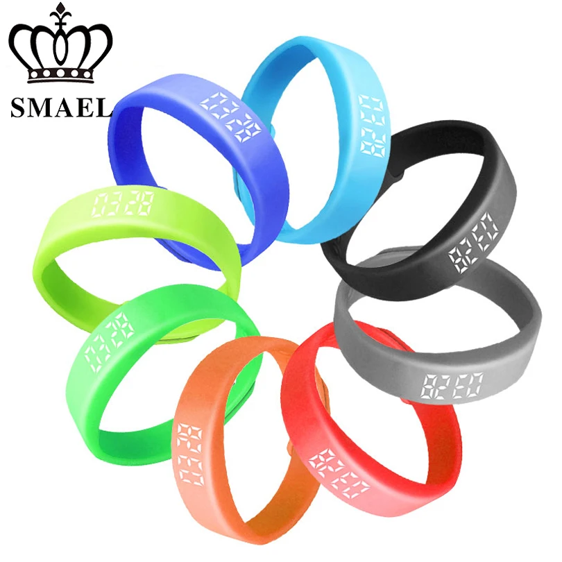 Смарт часы SMAEL мужские с меховым ремешком Брендовые спортивные цифровые со