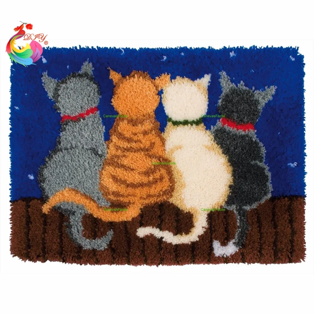 Домашний декор, вышивка крестом, ковер, сделай сам, вышивка, мультяшный Кот, крючок с защелкой, комплекты ковров, наборы для вышивки, вышивка, стежка, нить
