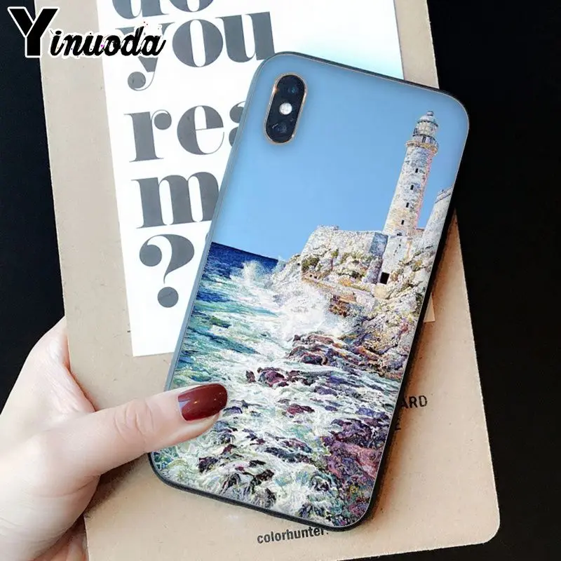 Yinuoda Маяк черный ТПУ Мягкий силиконовый чехол для телефона для iPhone 8 7 6 6S Plus 5 5S SE XR X XS MAX Coque Shell