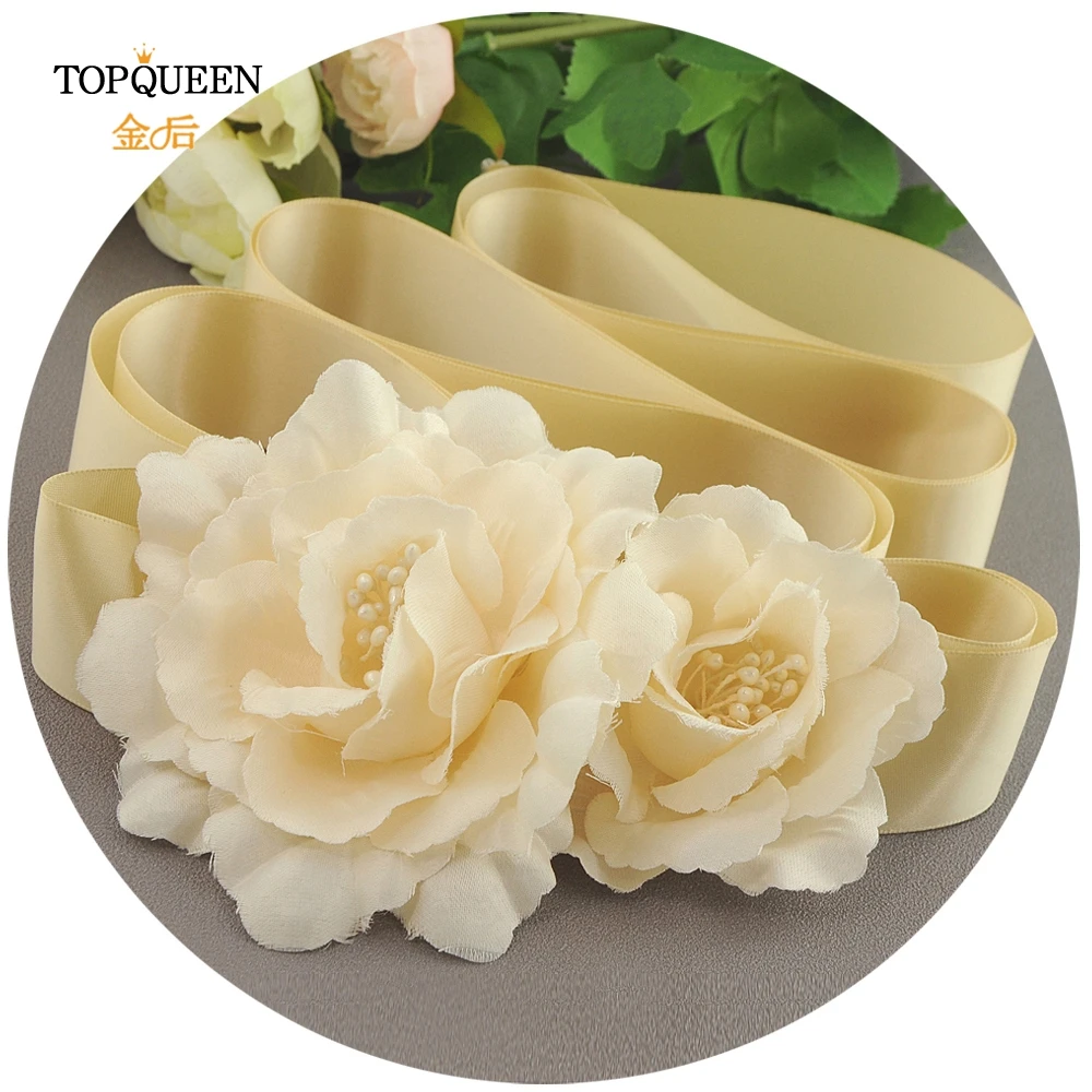 TOPQUEEN S171 цветок свадебные ленты и розами для свадебных торжеств, с поясом платье белого цвета и цвета слоновой кости Бабочка; Быстрая