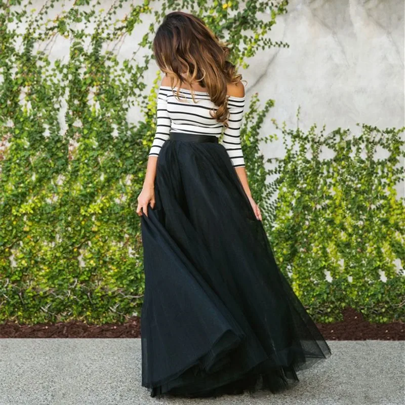 Длинные юбки черного цвета по низкой цене 100% реальные изображения в пол