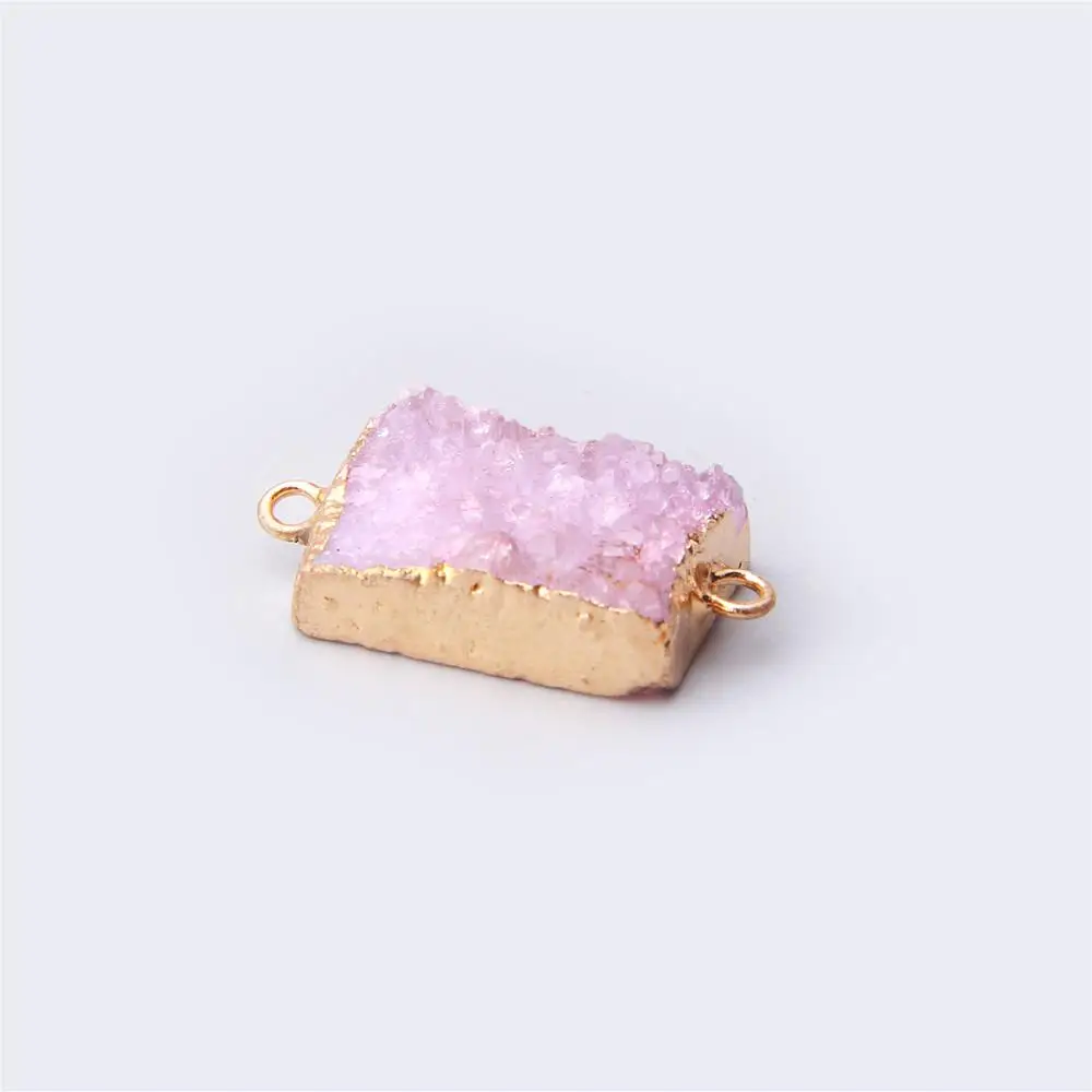 Натуральный розовый кулон agates Druzy соединители маятника ожерелье с золотым
