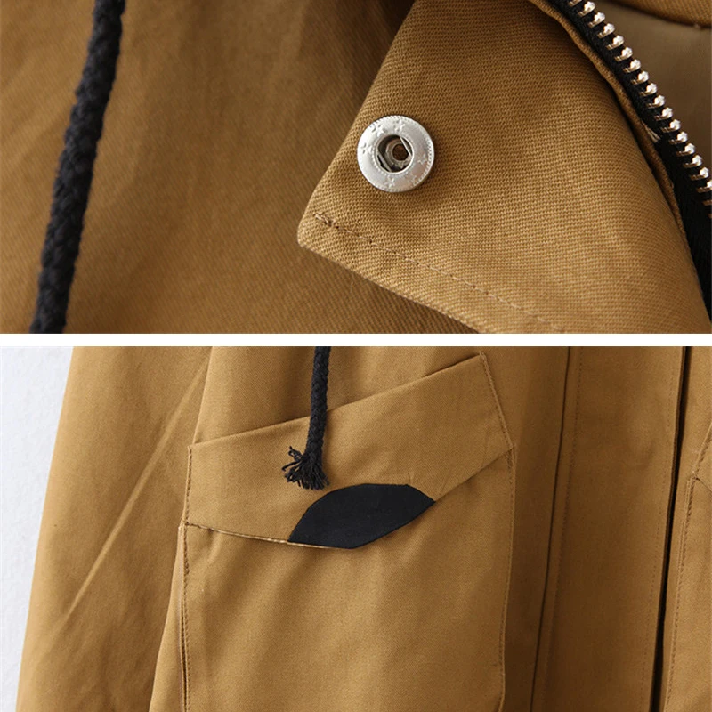 Новинка осени 2019 Свободная Женская ветровка с капюшоном длинным рукавом