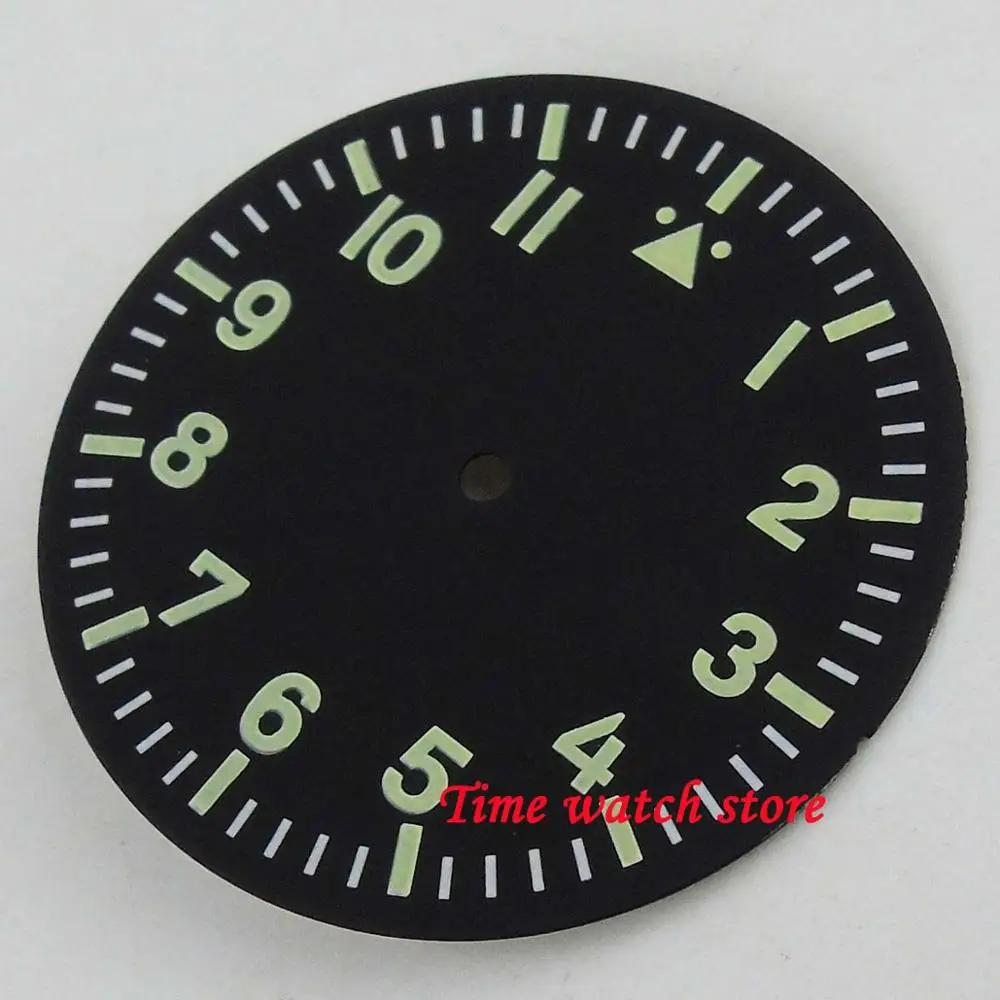 35.5mm black sterile dial green marks white fit for Miyota 8215 821A Mingzhu 2813 Automatic movement watch D149 | Наручные часы