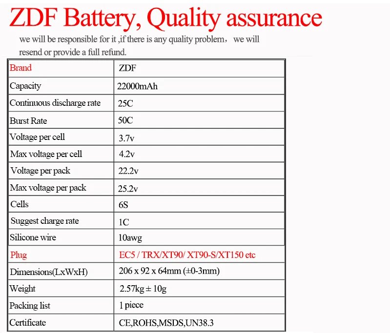 ZDF 22,2 V 22000mah 6S 22ah 25C Литий-полимерный аккумулятор высокой скорости 25C для многоосевой модели транспортного средства самолет защита растений mach