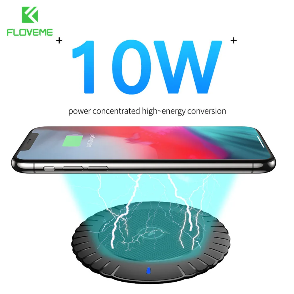 Беспроводное зарядное устройство FLOVEME 10 Вт Qi для iPhone X Xs MAX XR 8 plus быстрая зарядка