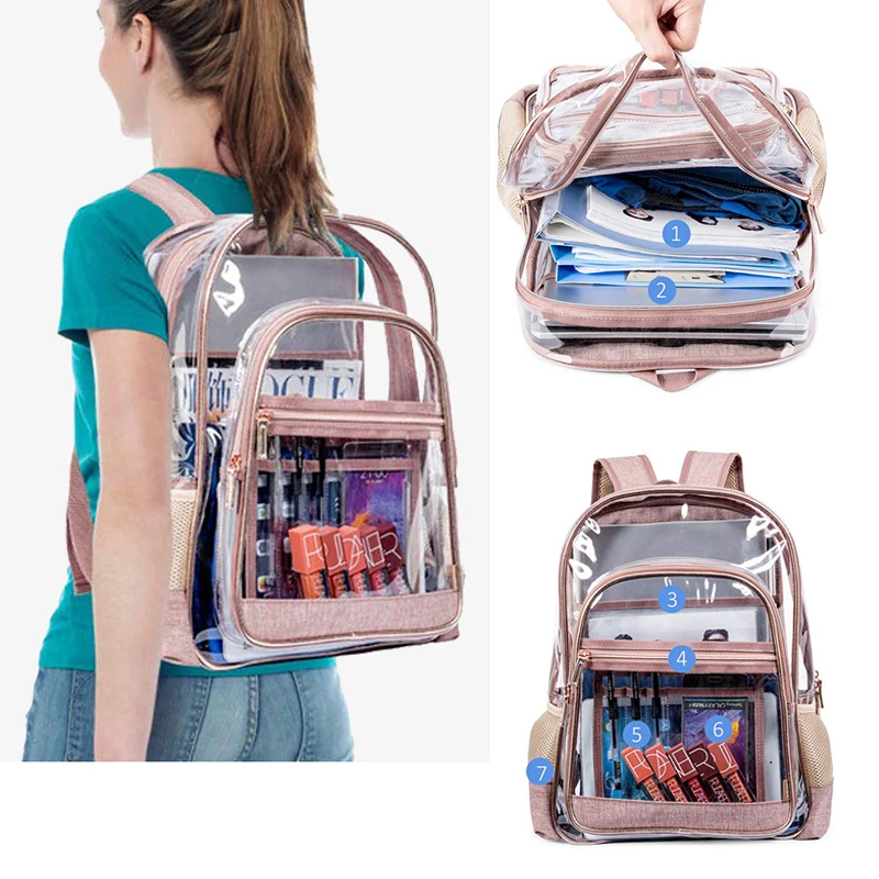 

Clear Transparent PVC Shoulder Bags Feminina Luxury Women Candy Color Women Jelly Backpack College Style School Backpack