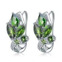 gems ballet 3 11ct natural chrome diopside plant stud earrings fine jewelry 925 sterling silver gemstone earrings for women