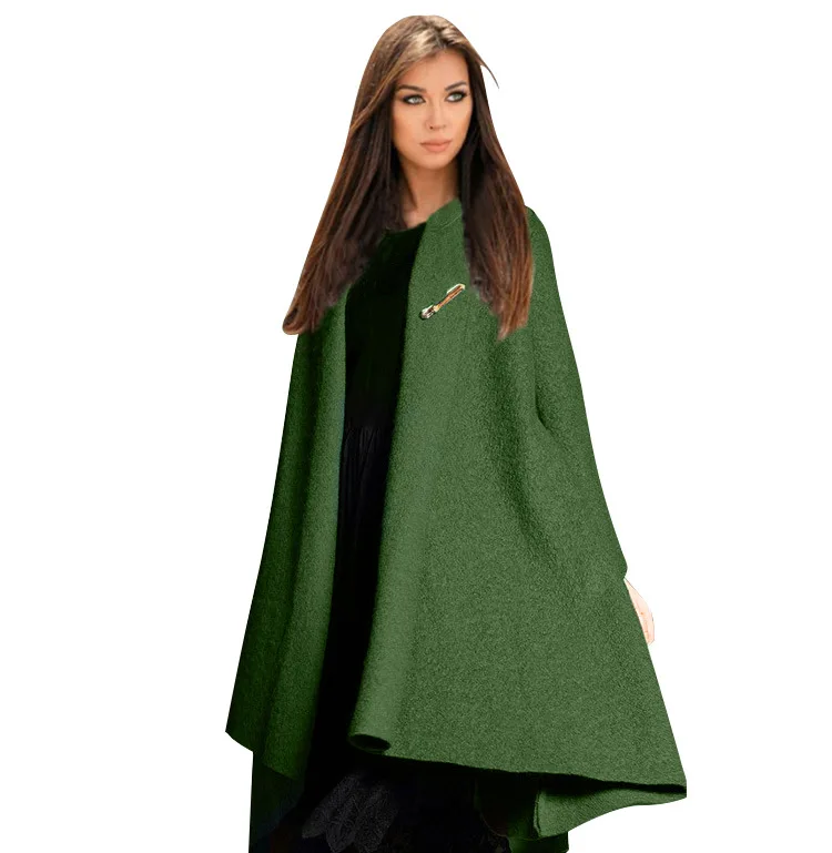 Теплое свободное женское длинное пальто Лоскутная Женская шерстяная куртка