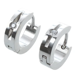 Пара сережек кольцо из нержавеющей стали Циркон Серебро