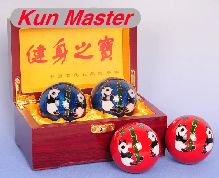 Panda Pattern Chinese Cloisonne Exercise Stress Ball Wrist Baoding Health Therapy Hand Massage Ball|balls health|ball ballball stress |