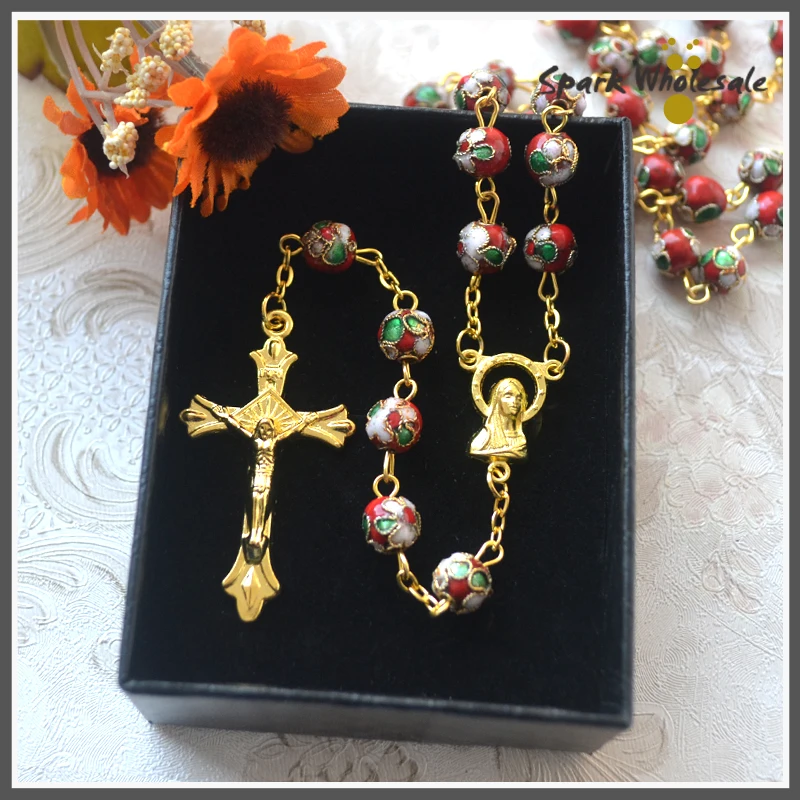 Подарочная коробка! Католическая женская свадебная Розария золотистого и