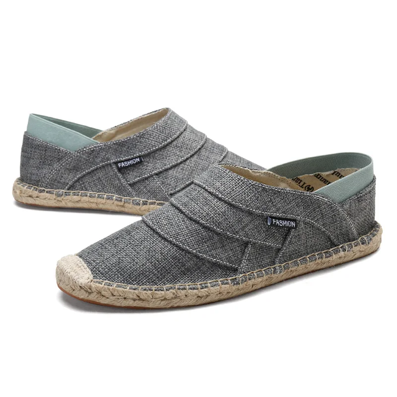 AKZ Summer loafers Men's casual shoes Canvas for men Hemp Comfortable Breathable Fisherman Shoes Male size 38-45 | Обувь